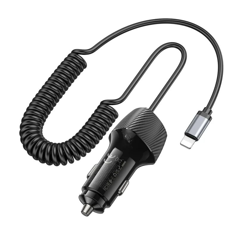 BOROFONE BZ31E Մեքենայի լիցքավորիչ + Lightning մալուխ – Սև 3