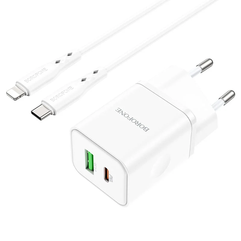 BOROFONE CHARGER SET BN7 TYPE-C TO IOS White 2