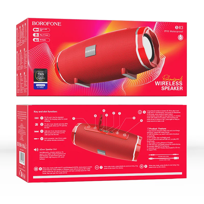 Բարձրախոս  Bluetooth|BOROFONE BR3-կարմիր