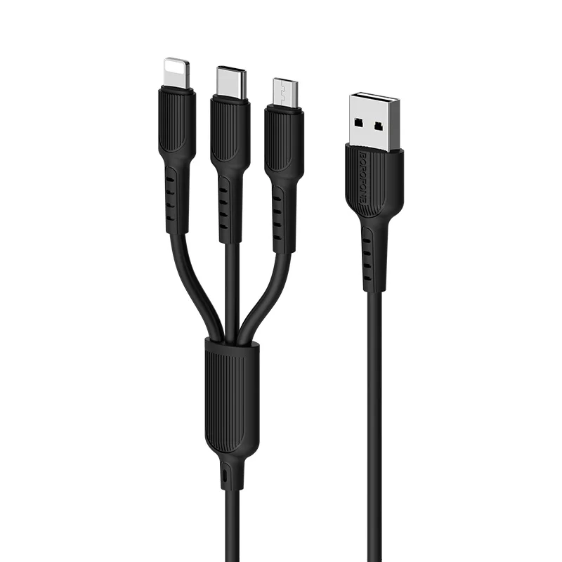 Լիցքավորման Լար 3-ը 1-ում| BOROFONE BX16|Lightning /Micro-USB/Type-C-սև 2