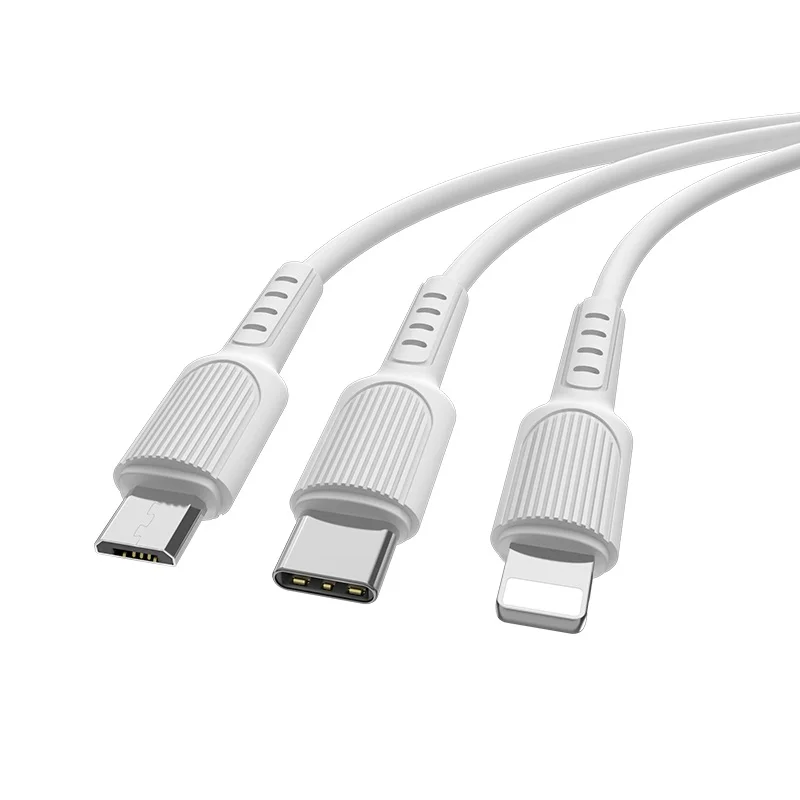 Լիցքավորման Լար 3-ը 1-ում| BOROFONE BX16|Lightning /Micro-USB/Type-C-սպիտակ 3