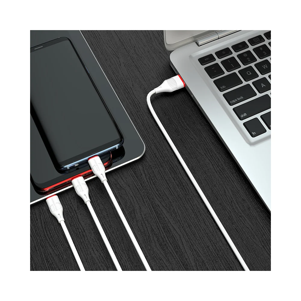 Լիցքավորման Լար 3-ը 1-ում| BOROFONE BX17|Lightning /Micro-USB/Type-C-սպիտակ 3