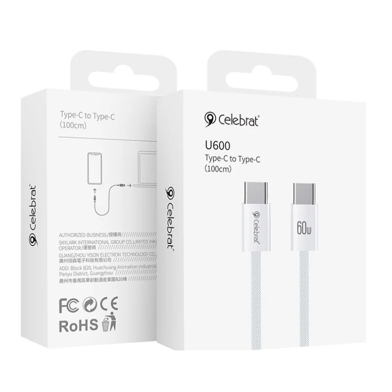 CELEBRAT USB U600 TYPE-C TO TYPE-C Սպիտակ