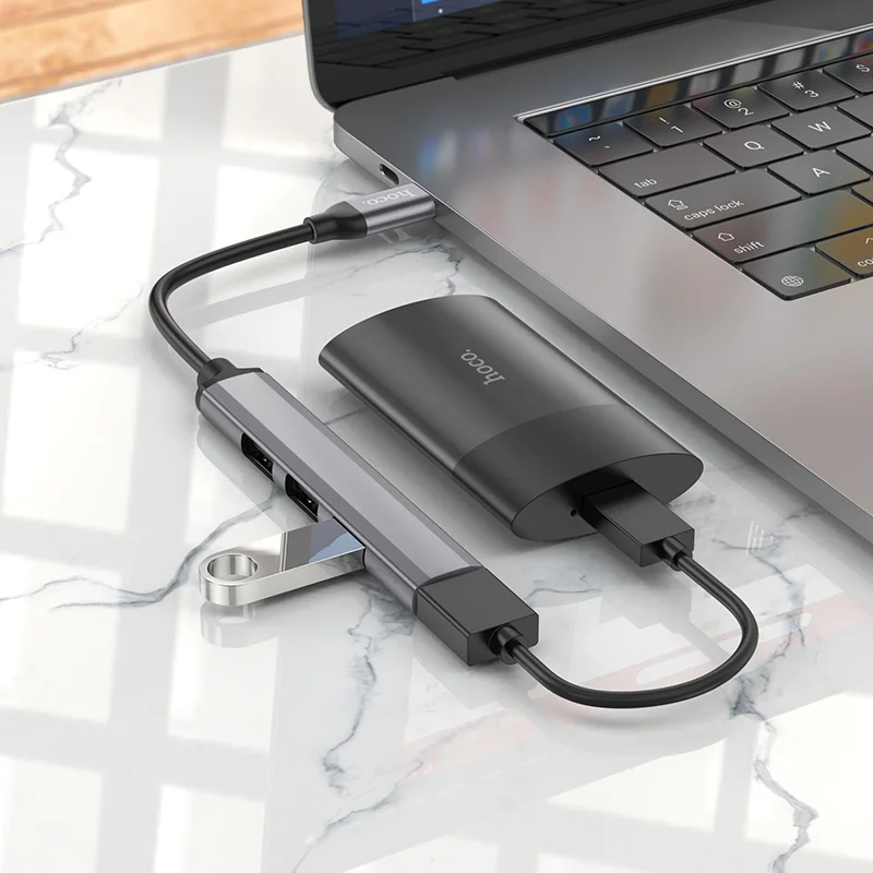 HOCO  Ադապտեր HB26 Type-C to USB3.0+USB2.0*3 Մոխրագույն 3