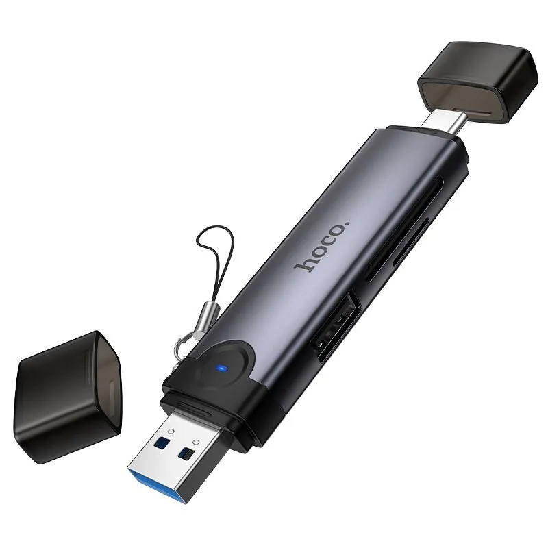 HOCO HB56 USB/Type-C to USB-A, TF card,SD card կոնվերտեր, Մոխրագույն 2