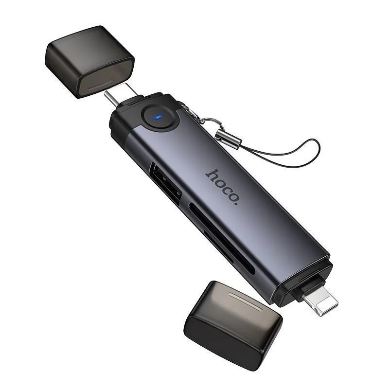 HOCO HB56B Type-C,iOS / SD,TF 3.0 + USB 2.0 ադապտեր, Մոխրագույն 3