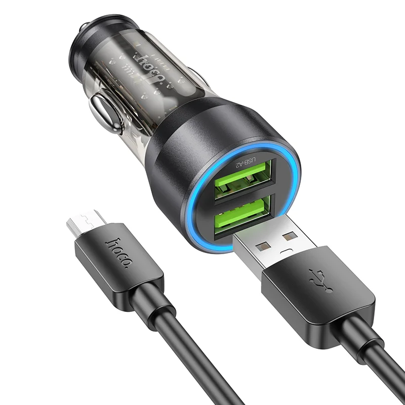 HOCO NZ12 Մեքենայի լիցքավորիչ (Micro-USB մալուխով) – Սև 3