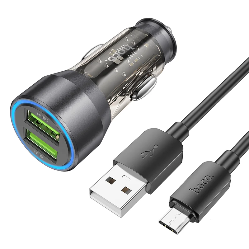 HOCO NZ12 Մեքենայի լիցքավորիչ (Micro-USB մալուխով) – Սև 2