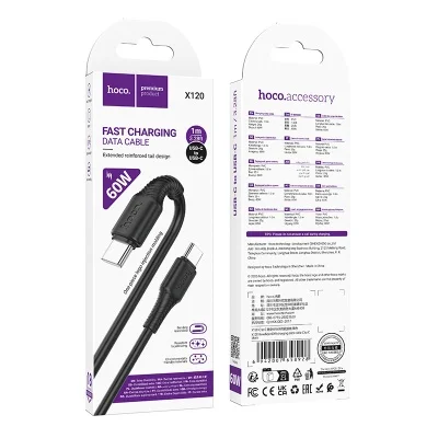 HOCO USB X120 TYPE-C TO TYPE-C 60W Սև
