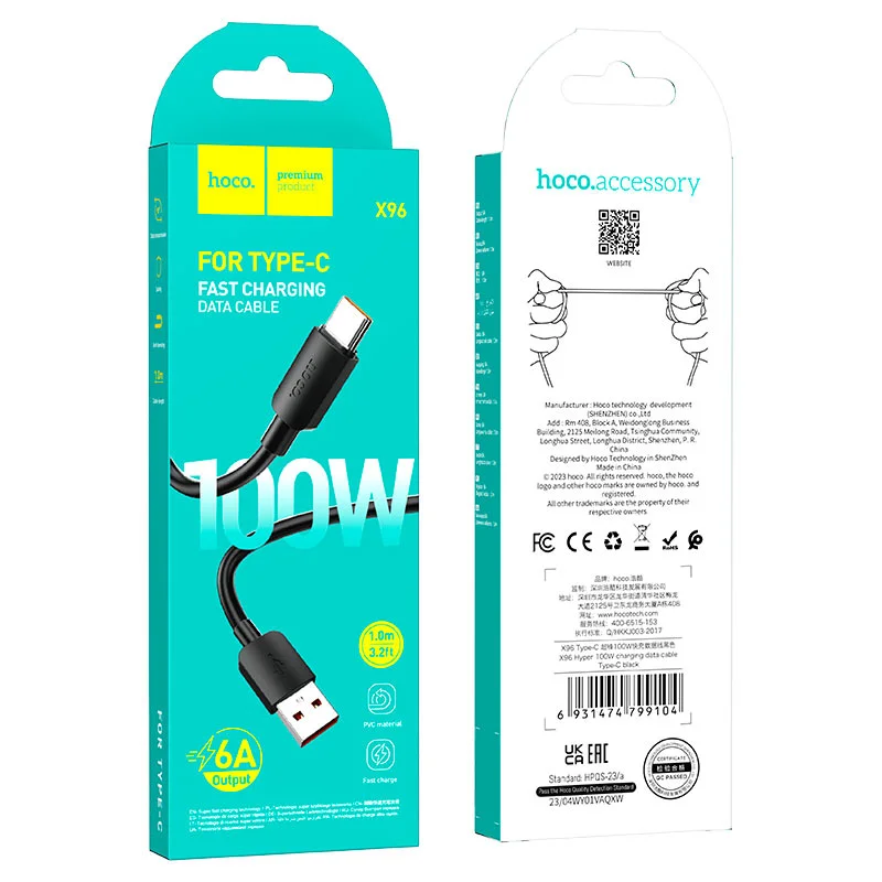 HOCO USB X96 TYPE-C 100W Սև