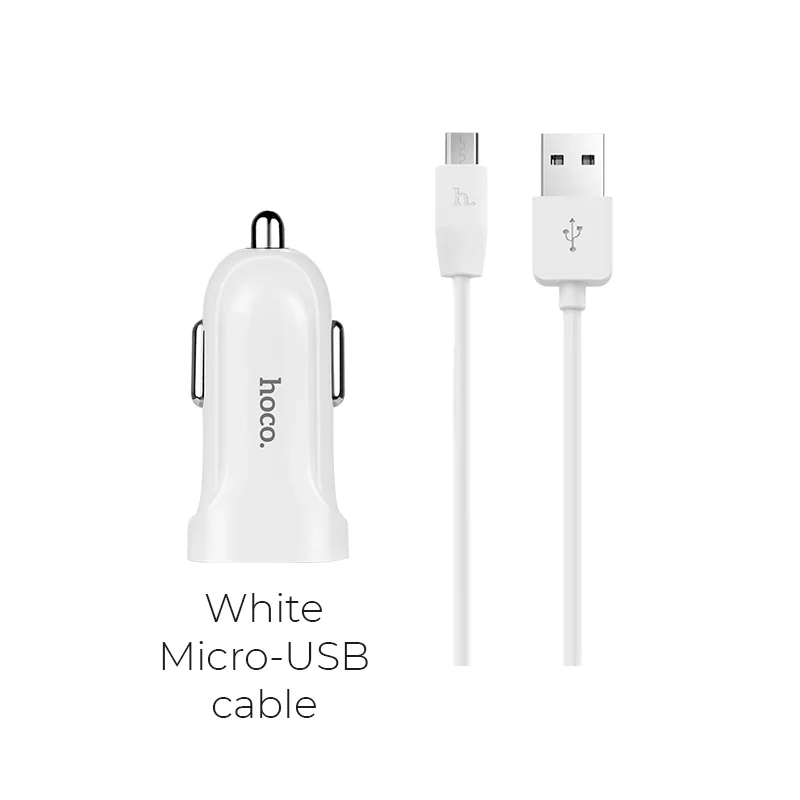 HOCO Z2A Մեքենայի լիցքավորիչ + Micro-USB մալուխ (Սպիտակ) 2