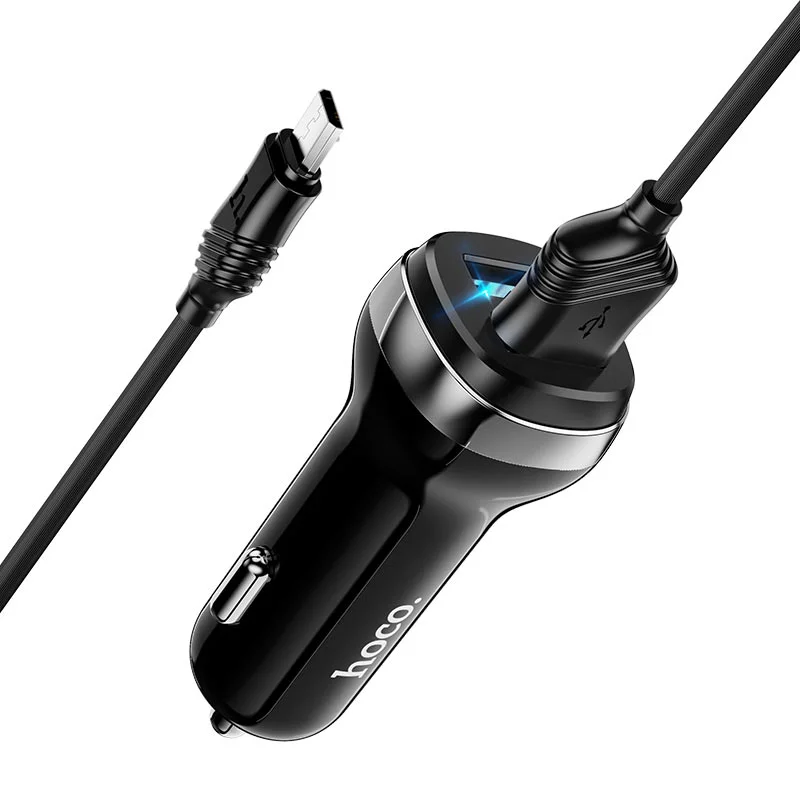 HOCO Z40 Մեքենայի լիցքավորիչ + Micro-USB մալուխ (Սև) 2