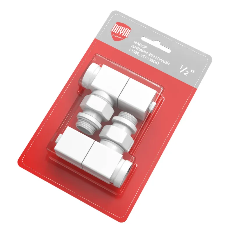 Royal Thermo CUBE Դիզայն-փականների հավաքածու, անկյունային, 1/2", սպիտակ
