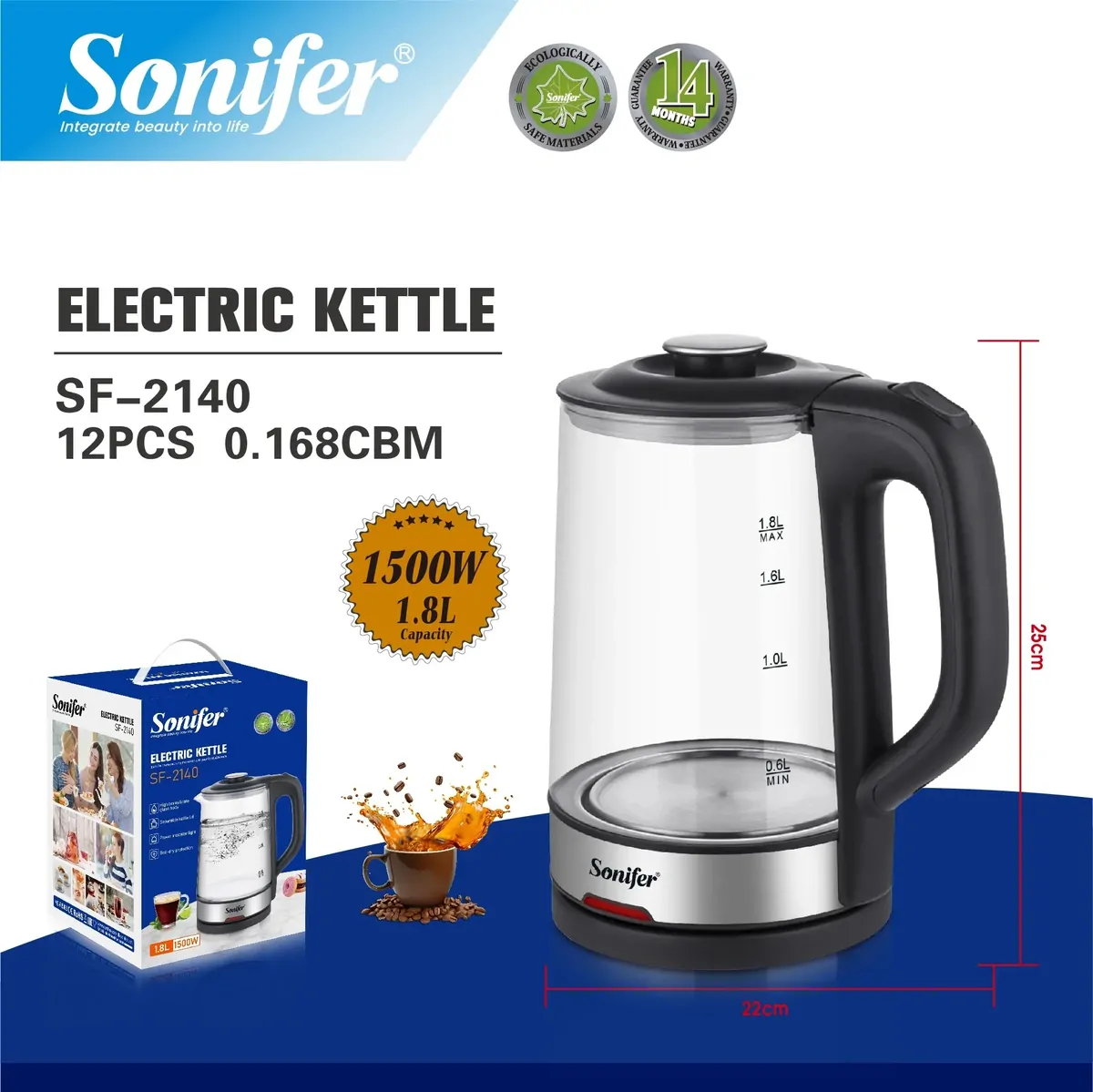 SONIFER SF-2140 Էլեկտրական թեյնիկ, 1.8լ 3