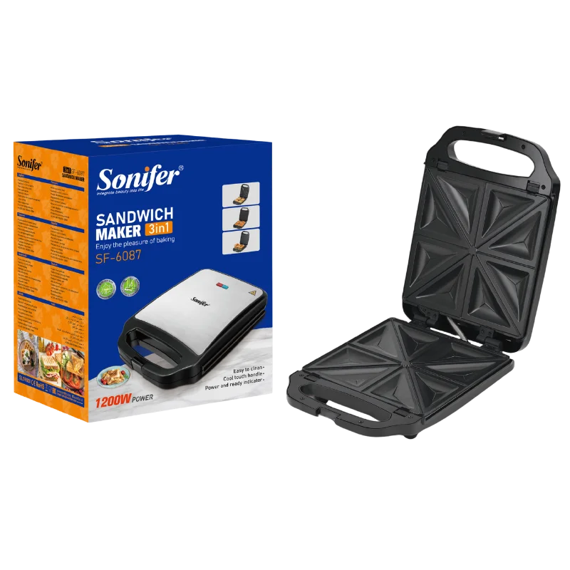 Sonifer Sf-6087 Գրիլ/Սենդվիչ/Վաֆլի պատրաստող սարք 3-ը 1-ում