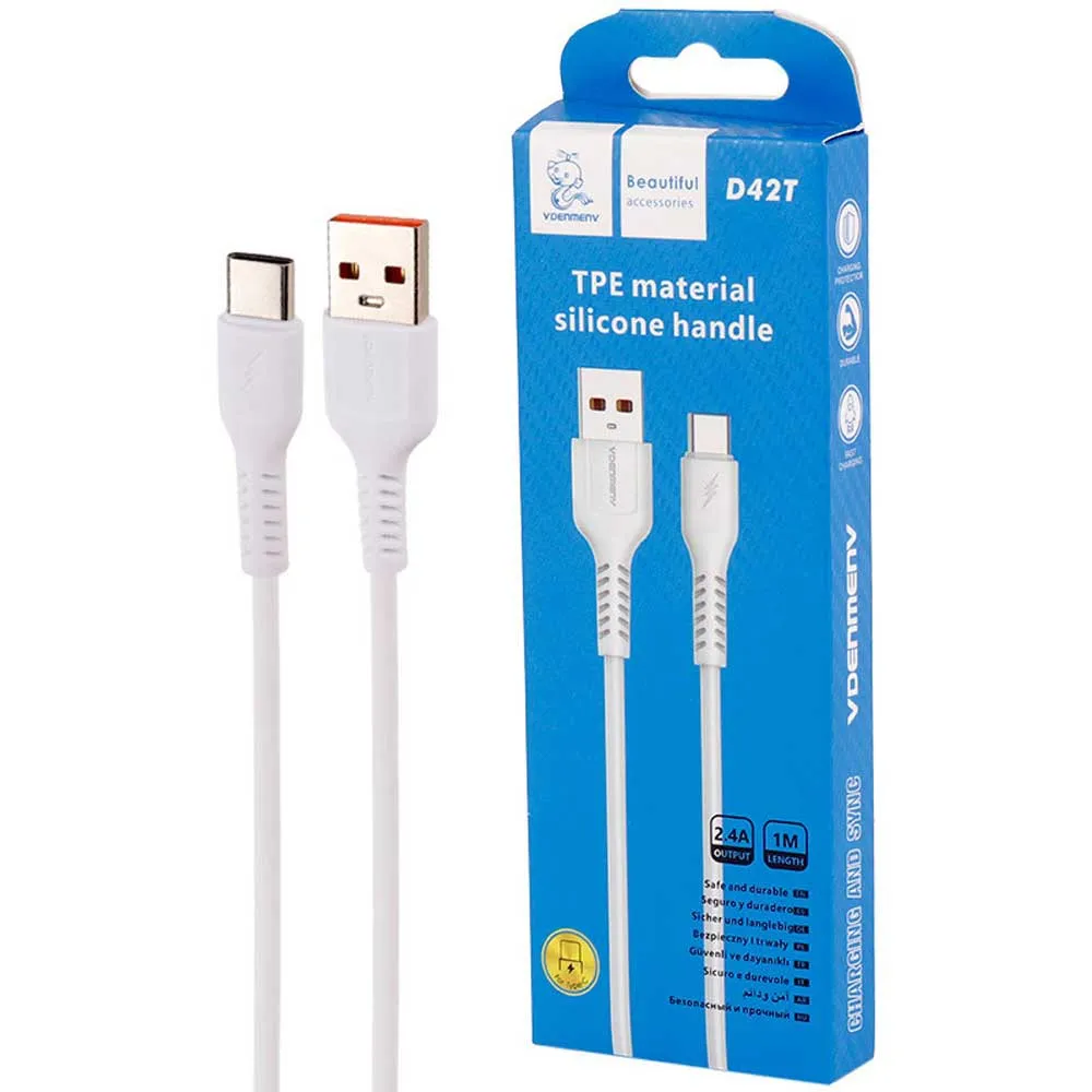 VDENMENV D42T USB-ից Type-C Լար Սպիտակ