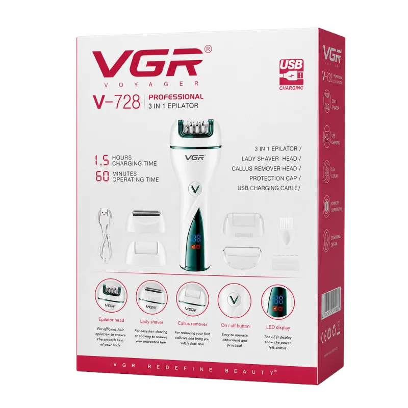 VGR V-728 Էպիլյատոր 3-ը 1-ում