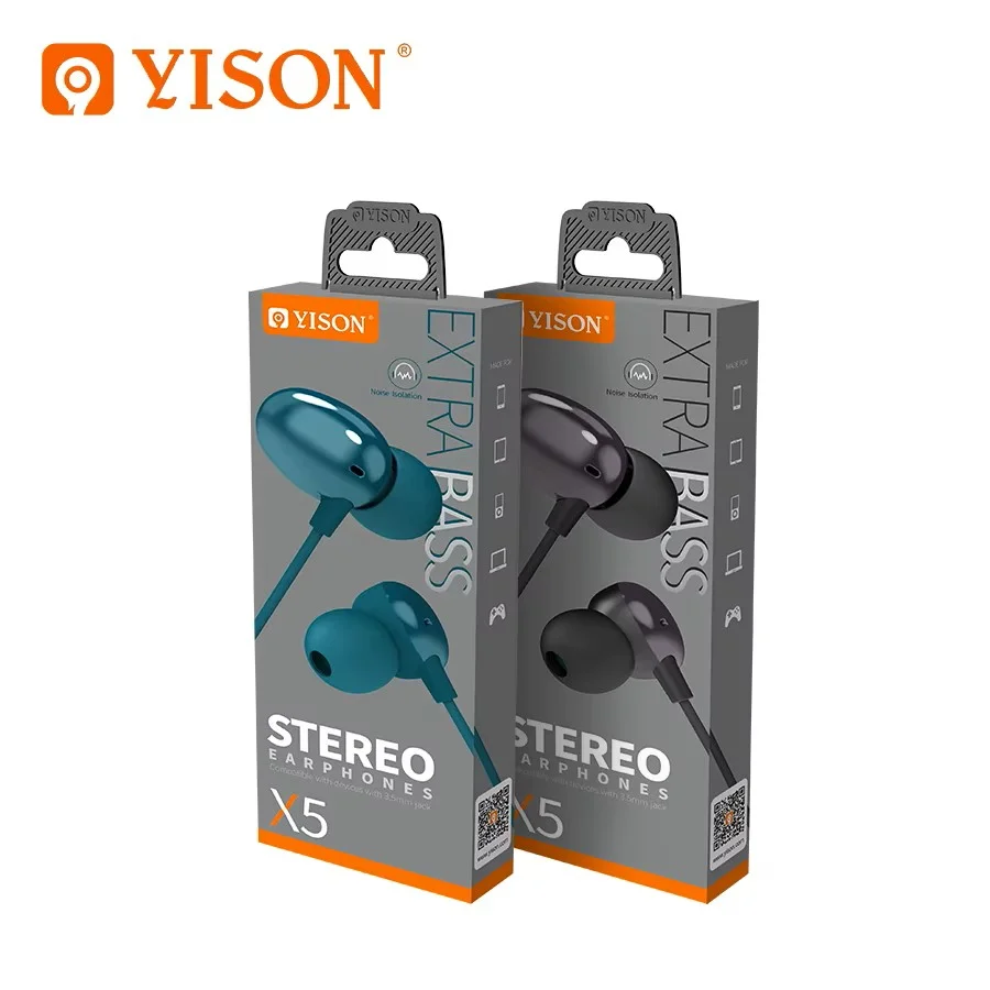 YISON X5 Ականջակալ Փոքր Լարով Սև