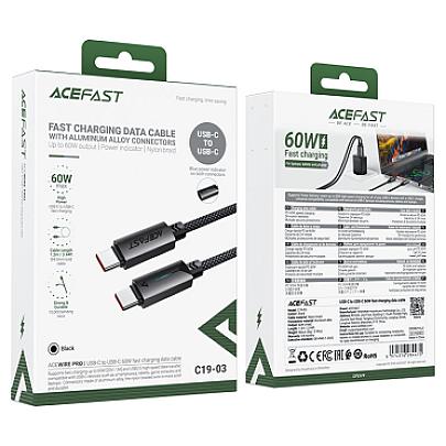 ACEFAST USB C19-03 Type-C to Type-C 60W Սև